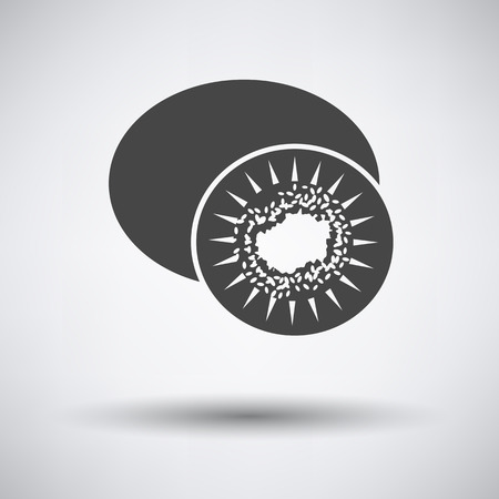 Kiwi icon on gray background with round shadow. Vector illustration.のイラスト素材