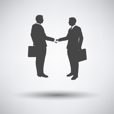 Meeting businessmen icon on gray background with round shadow. Vector illustration.のイラスト素材