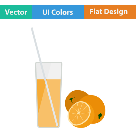 Flat design icon of Orange juice glass in ui colors. Vector illustration.のイラスト素材