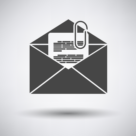 Mail with attachment icon on gray background with round shadow. Vector illustration.のイラスト素材