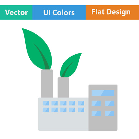 Ecological industrial plant icon. Flat design. Vector illustration.のイラスト素材