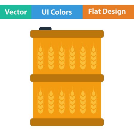 Barrel with wheat symbols icon. Flat design. Vector illustration.のイラスト素材