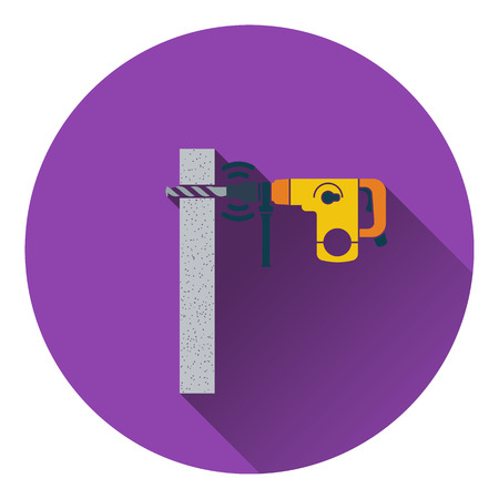 Icon of perforator drilling wall. Flat design. Vector illustration.のイラスト素材