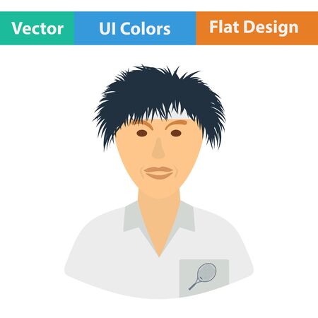 Tennis man athlete head icon. Flat design. Vector illustration.のイラスト素材