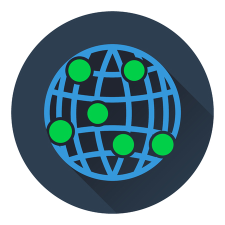 Globe connection point icon. Flat design. Vector illustration.のイラスト素材