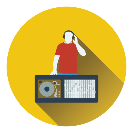 DJ icon. Flat design. Vector illustration.のイラスト素材