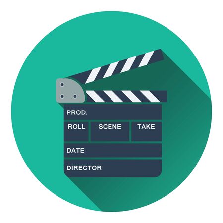 Clapperboard icon. Flat design. Vector illustration.のイラスト素材