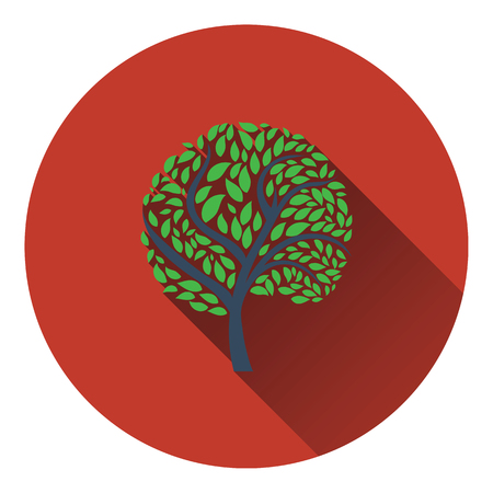 Ecological tree with leaves icon. Flat design. Vector illustration.のイラスト素材