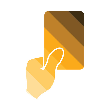 Soccer referee hand with card  icon. Flat color design. Vector illustration.のイラスト素材