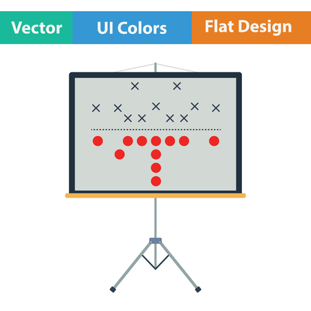 American football game plan stand icon. Flat color design. Vector illustration.のイラスト素材