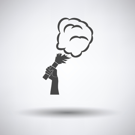 Football fans hand holding burned flayer with smoke icon on gray background, round shadow. Vector illustration.のイラスト素材