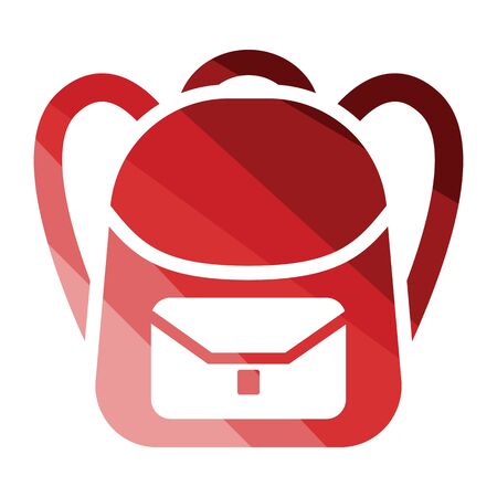 School rucksack  icon. Flat color design. Vector illustration.のイラスト素材
