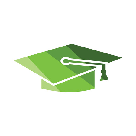 Graduation cap icon. Flat color design. Vector illustration.のイラスト素材