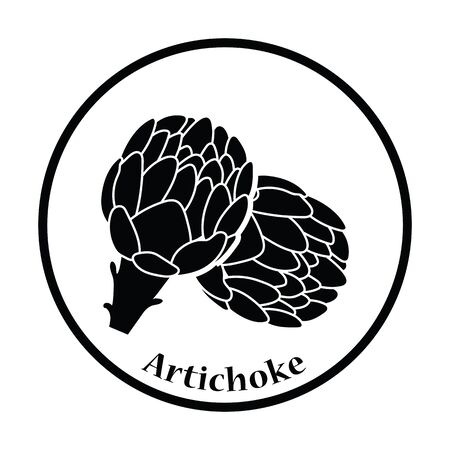 Artichoke icon. Thin circle design. Vector illustration.のイラスト素材