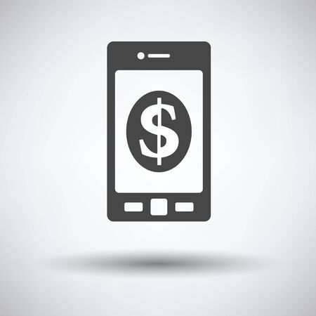Smartphone with dollar sign icon on gray background, round shadow. Vector illustration.のイラスト素材