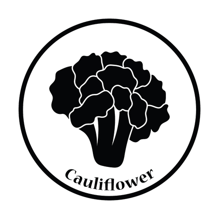 Cauliflower icon. Thin circle design. Vector illustration.のイラスト素材