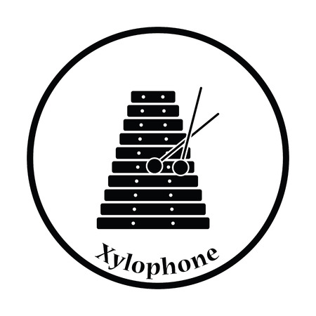 Xylophone icon. Thin circle design. Vector illustration.のイラスト素材