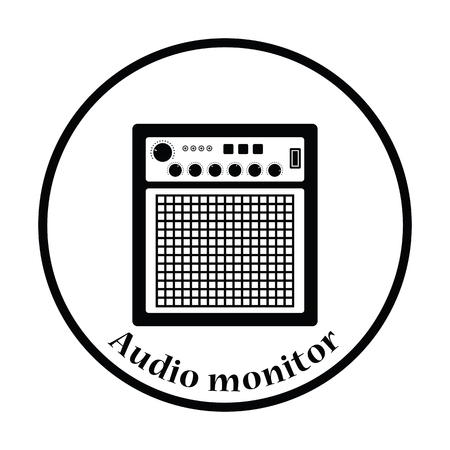 Audio monitor icon. Thin circle design. Vector illustration.のイラスト素材