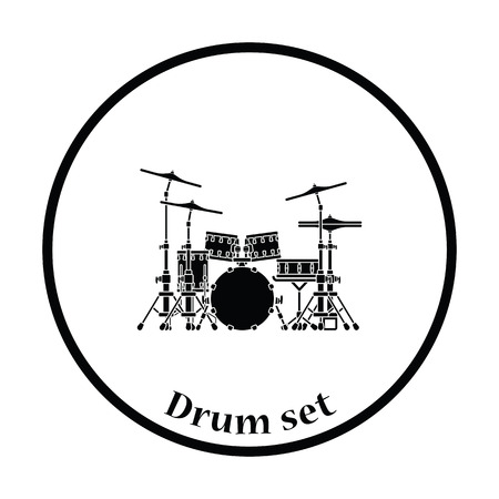Drum set icon. Thin circle design. Vector illustration.のイラスト素材