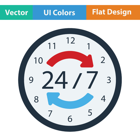 24 hour icon. Flat design. Vector illustration.のイラスト素材