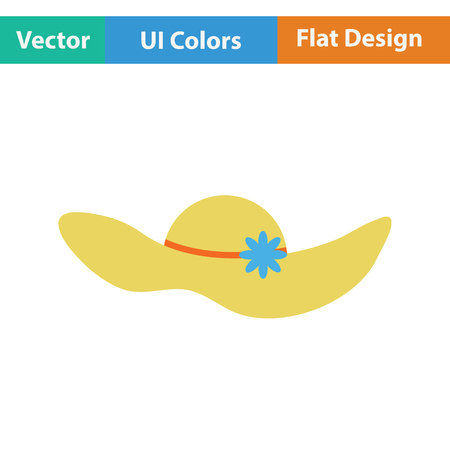 Elegant woman hat icon. Flat design. Vector illustration.のイラスト素材