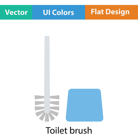 Toilet brush icon. Flat color design. Vector illustration.のイラスト素材