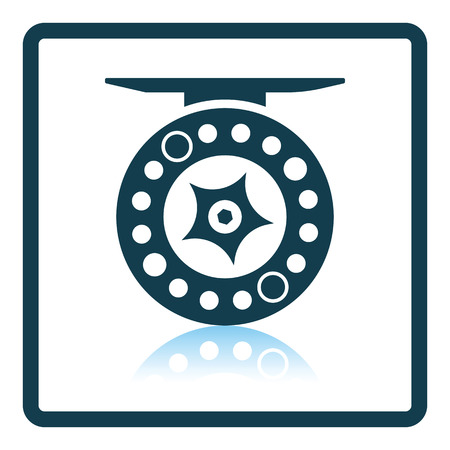 Icon of Fishing reel . Shadow reflection design. Vector illustration.のイラスト素材