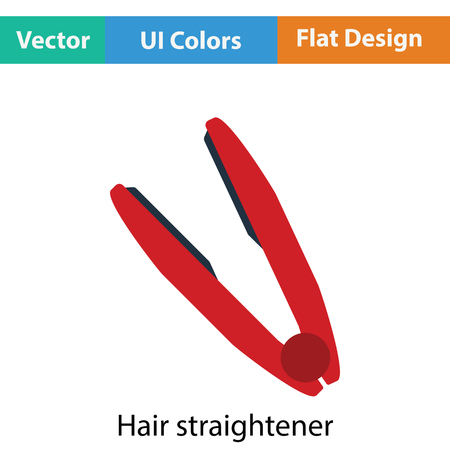 Hair straightener icon. Flat color design. Vector illustration.のイラスト素材