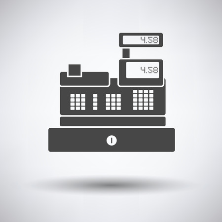 Cashier icon on gray background, round shadow. Vector illustration.のイラスト素材