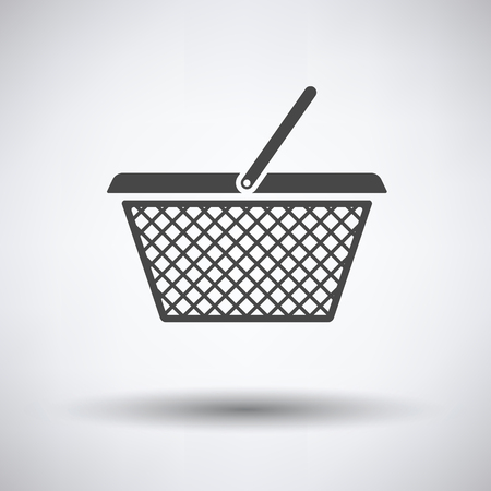 Shopping basket icon on gray background, round shadow. Vector illustration.のイラスト素材