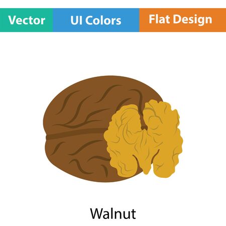 Walnut icon. Flat color design. Vector illustration.のイラスト素材