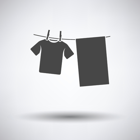 Drying linen icon on gray background, round shadow. Vector illustration.のイラスト素材