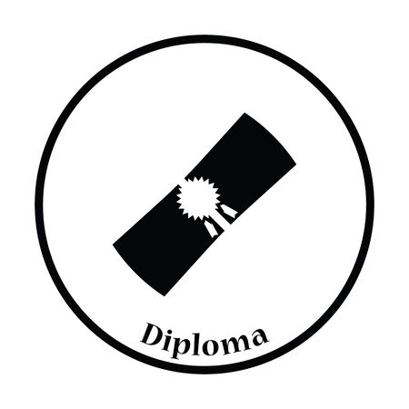Icon of Diploma. Thin circle design. Vector illustration.のイラスト素材