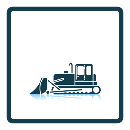 Icon of Construction bulldozer. Shadow reflection design. Vector illustration.のイラスト素材