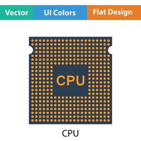 CPU icon. Flat color design. Vector illustration.のイラスト素材