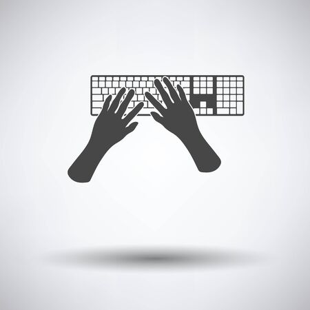 Typing icon on gray background, round shadow. Vector illustration.のイラスト素材