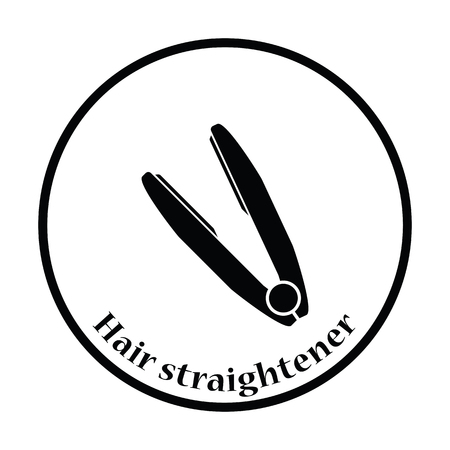 Hair straightener icon. Thin circle design. Vector illustration.のイラスト素材