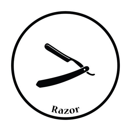 Razor icon. Thin circle design. Vector illustration.のイラスト素材
