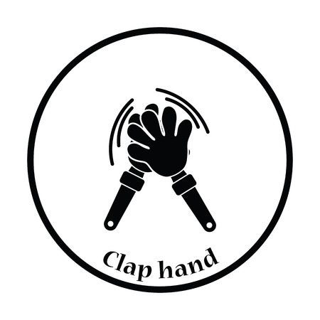 Football fans clap hand toy icon. Thin circle design. Vector illustration.のイラスト素材