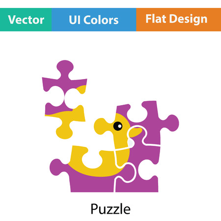 Baby puzzle icon. Flat color design. Vector illustration.のイラスト素材