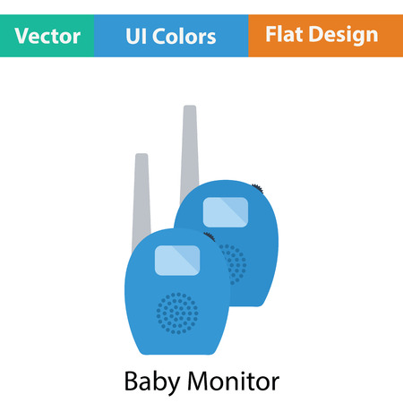 Baby radio monitor icon. Flat color design. Vector illustration.のイラスト素材