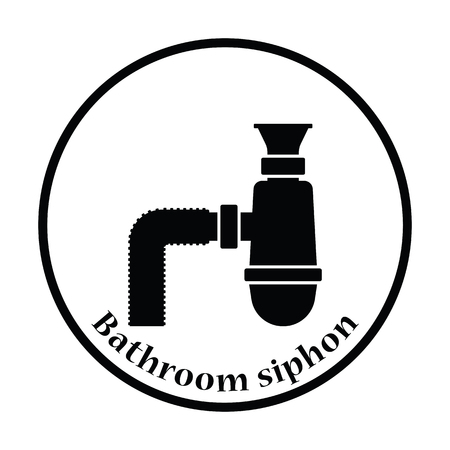 Bathroom siphon icon. Thin circle design. Vector illustration.のイラスト素材
