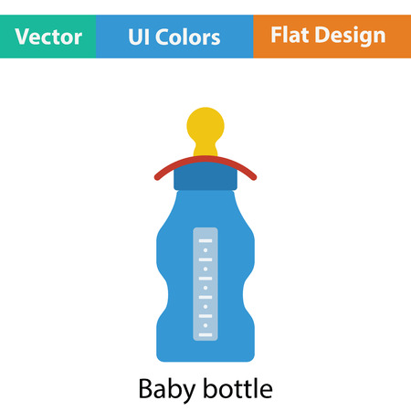 Baby bottle icon. Flat color design. Vector illustration.のイラスト素材