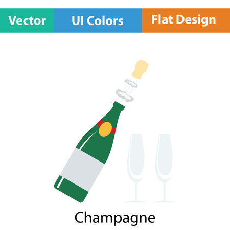 Party champagne and glass icon. Flat color design. Vector illustration.のイラスト素材