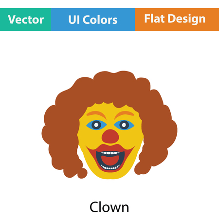 Party clown face icon. Flat color design. Vector illustration.のイラスト素材
