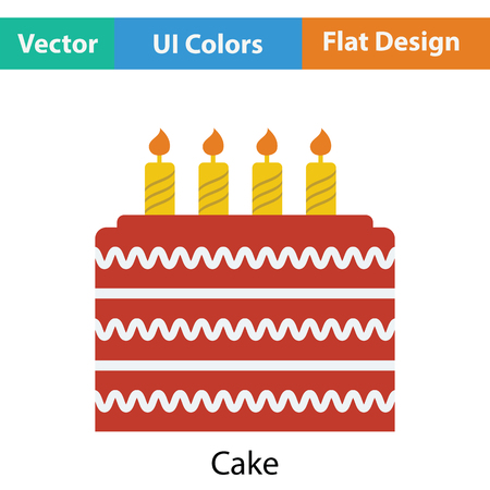 Party cake icon. Flat color design. Vector illustration.のイラスト素材