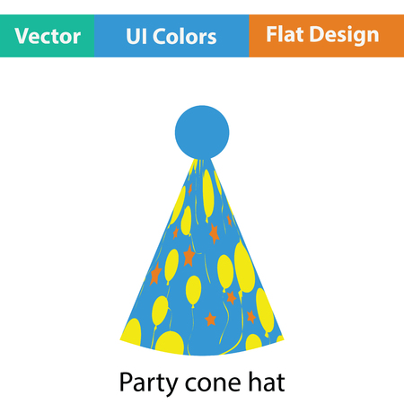 Party cone hat icon. Flat color design. Vector illustration.のイラスト素材