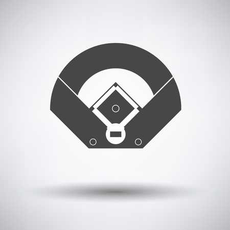 Baseball field aerial view icon on gray background, round shadow. Vector illustration.のイラスト素材