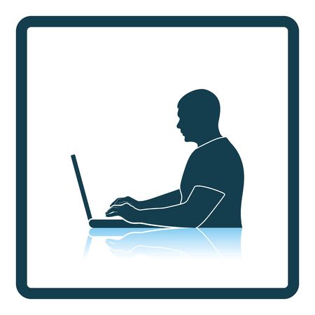 Writer at the work icon. Shadow reflection design. Vector illustration.のイラスト素材