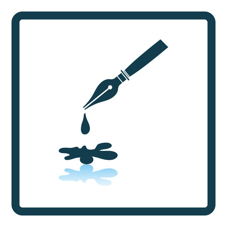 Fountain pen with blot icon. Shadow reflection design. Vector illustration.のイラスト素材